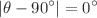 $$|\theta - 90^{\circ } |= 0^{\circ }$$