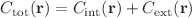 $$C_{\mathrm {tot}}(\mathbf{r}) = C_{\mathrm {int}}(\mathbf{r}) + C_{\mathrm {ext}}(\mathbf{r})$$